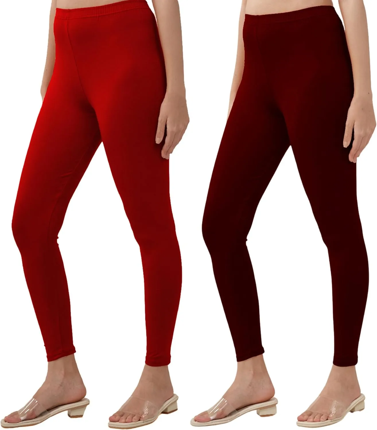 Women's Ankle Length Leggings | Elastic Waistband | Soft Fabric Stretchable Everyday Wear | Pack of 2