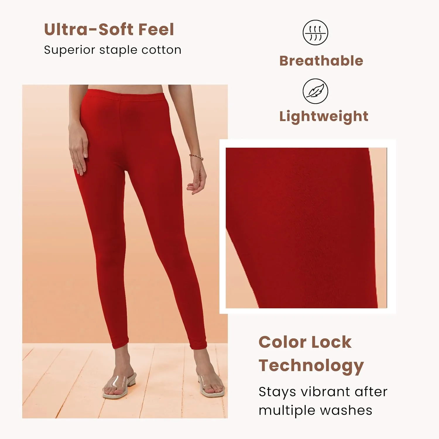 Women's Ankle Length Leggings | Elastic Waistband | Soft Fabric Stretchable Everyday Wear | Pack of 2