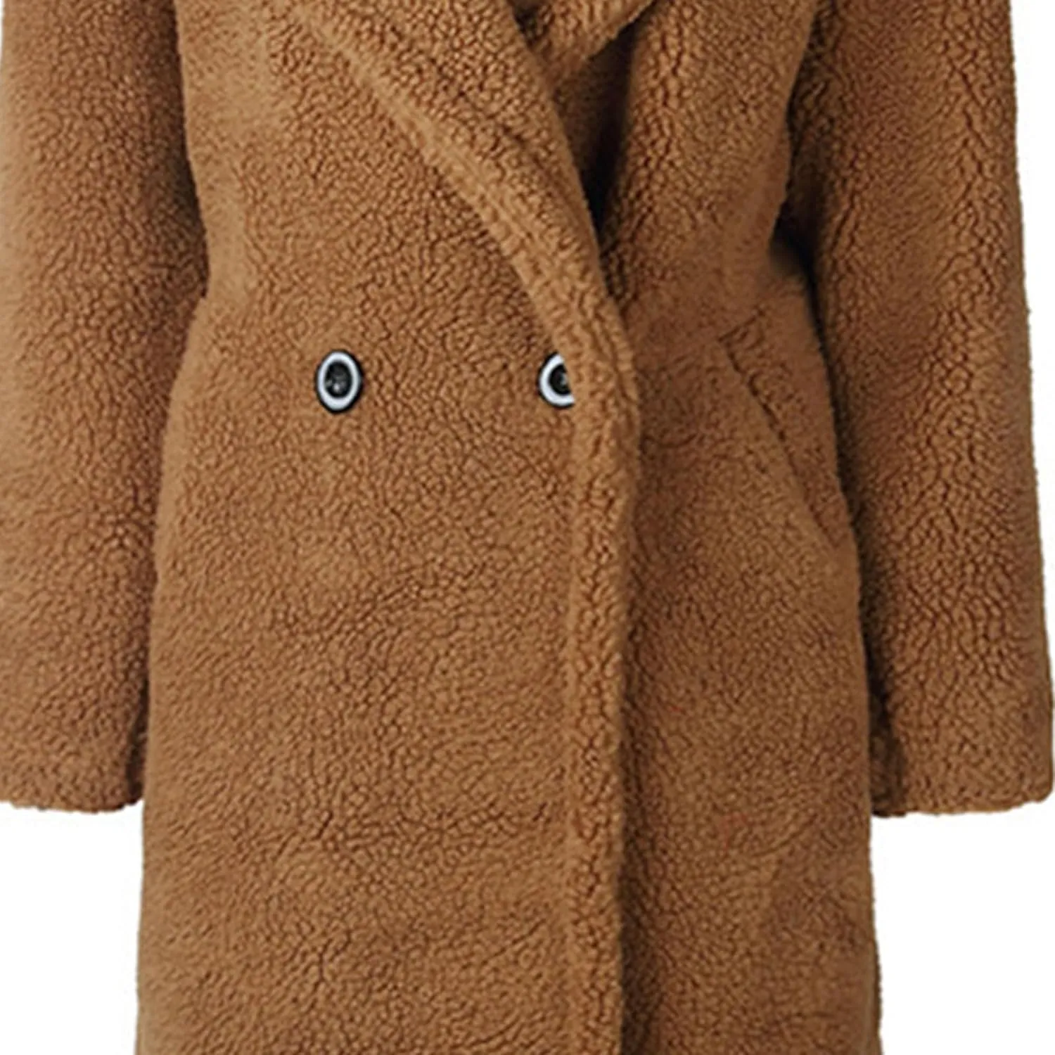 Women's Fleece Lapel Collar Trench Coat Open Front Long Cardigan Overcoat Winter Warm Outwear Jackets