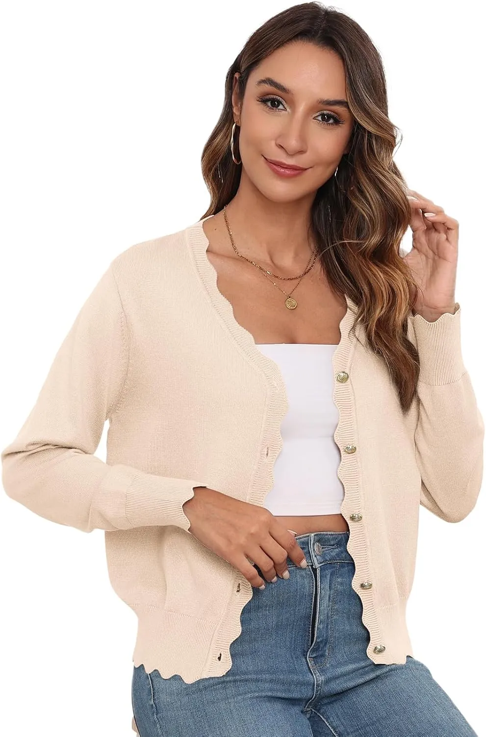 Women's Lightweight Cardigans Casual Long Sleeve V-Neck Button Print Sweaters Open Front Outerwear