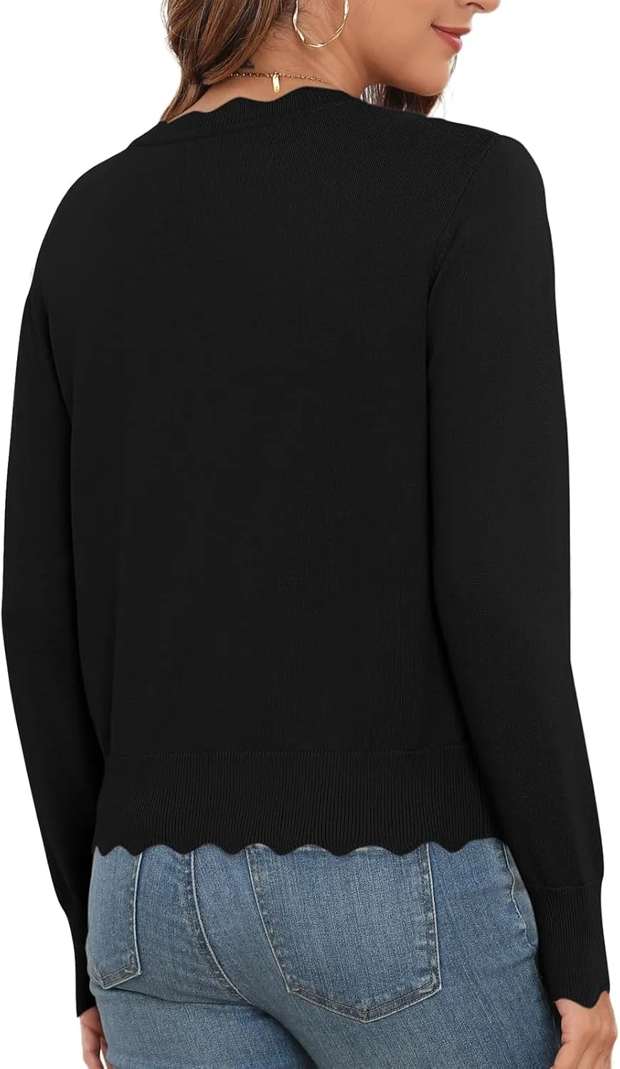 Women's Lightweight Cardigans Casual Long Sleeve V-Neck Button Print Sweaters Open Front Outerwear