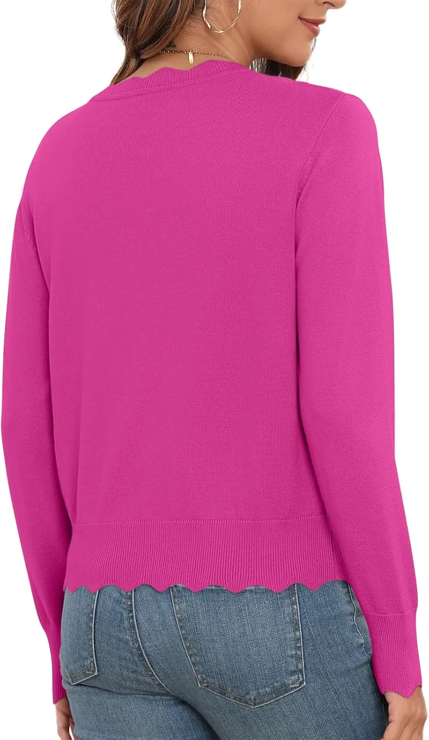 Women's Lightweight Cardigans Casual Long Sleeve V-Neck Button Print Sweaters Open Front Outerwear