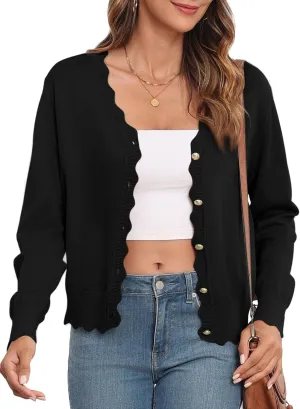 Women's Lightweight Cardigans Casual Long Sleeve V-Neck Button Print Sweaters Open Front Outerwear