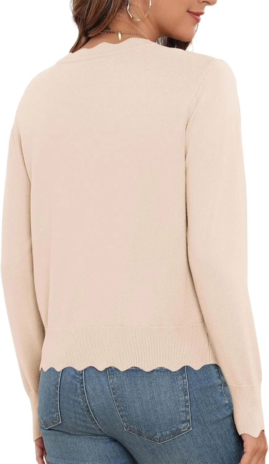 Women's Lightweight Cardigans Casual Long Sleeve V-Neck Button Print Sweaters Open Front Outerwear
