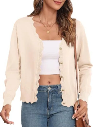 Women's Lightweight Cardigans Casual Long Sleeve V-Neck Button Print Sweaters Open Front Outerwear