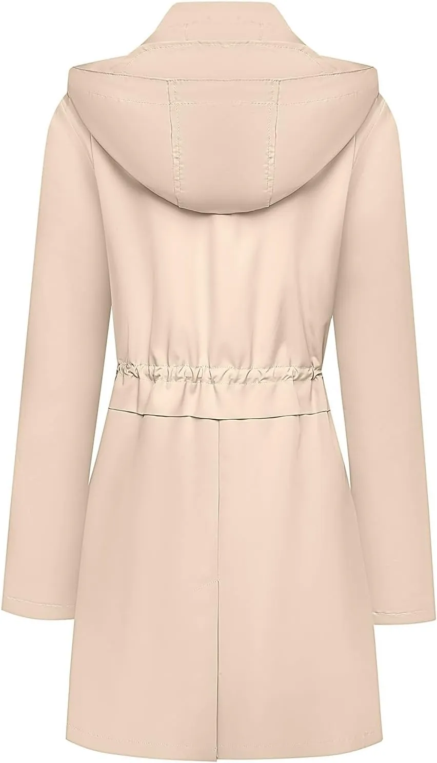 Womens Rain Jacket with Hood, Long Rain Coat for Women Waterproof Trench Coat Lined Windbreaker Fall Jacket