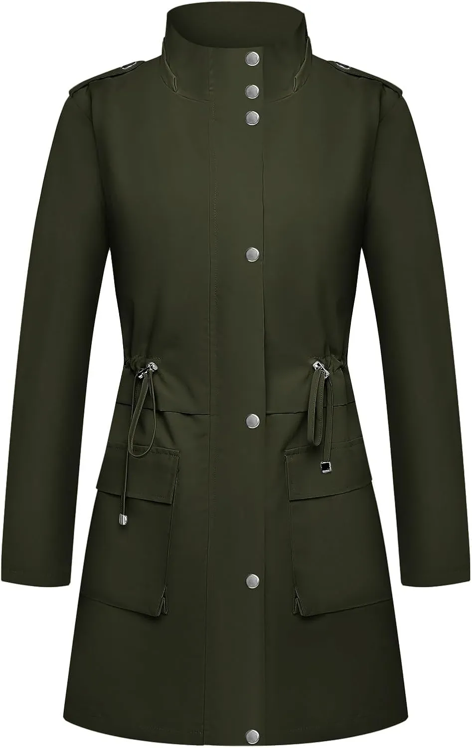 Womens Rain Jacket with Hood, Long Rain Coat for Women Waterproof Trench Coat Lined Windbreaker Fall Jacket