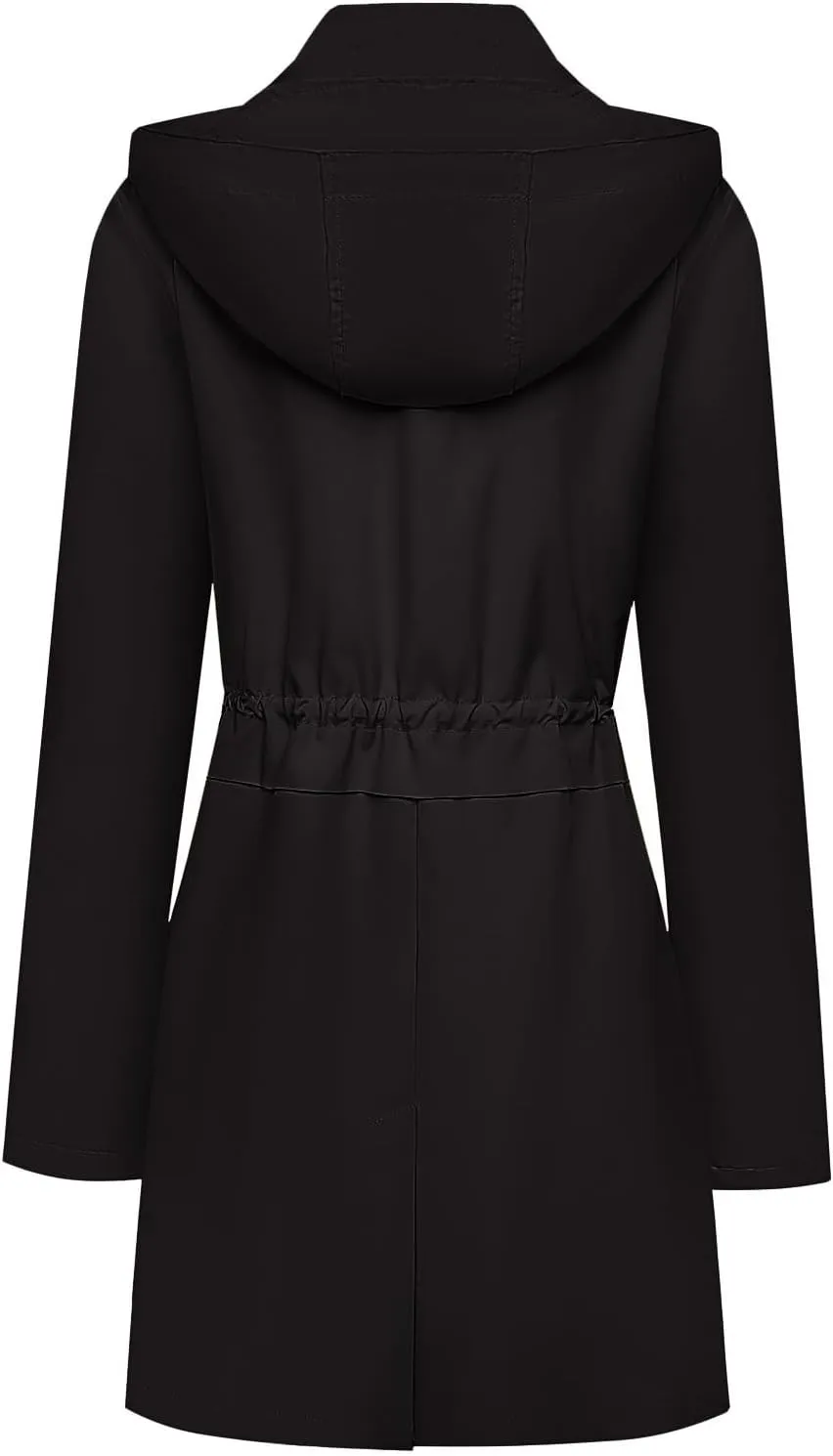 Womens Rain Jacket with Hood, Long Rain Coat for Women Waterproof Trench Coat Lined Windbreaker Fall Jacket