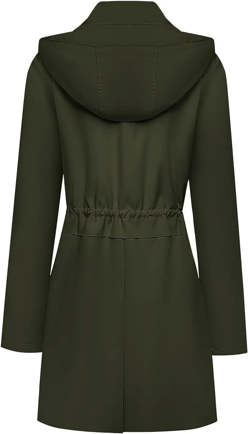 Womens Rain Jacket with Hood, Long Rain Coat for Women Waterproof Trench Coat Lined Windbreaker Fall Jacket