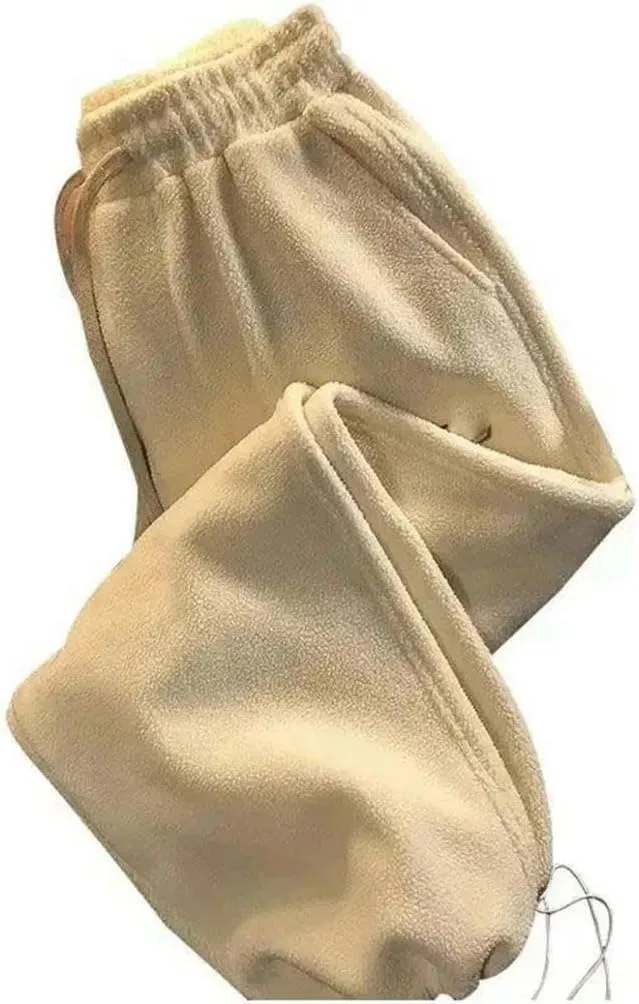 Women's Wool Pants in Autumn and Winter Warm Jacket Casual Pants Ankle Solid Color Drawstring Harem Pants