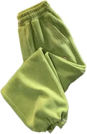 Women's Wool Pants in Autumn and Winter Warm Jacket Casual Pants Ankle Solid Color Drawstring Harem Pants