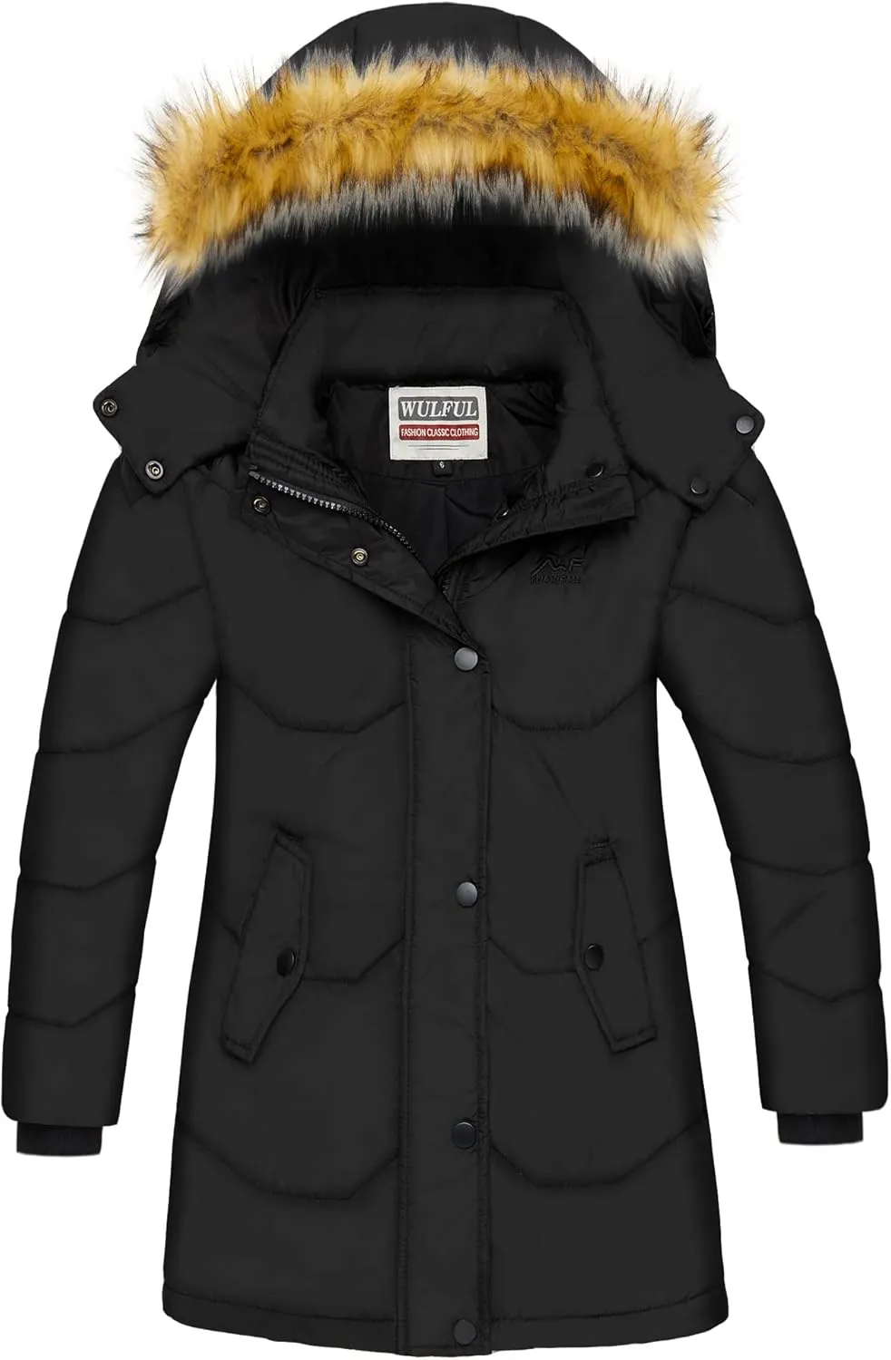 WULFUL Girl's Winter Coats Outerwear Down Puffer Jacket Waterproof with Warm Fur Hood