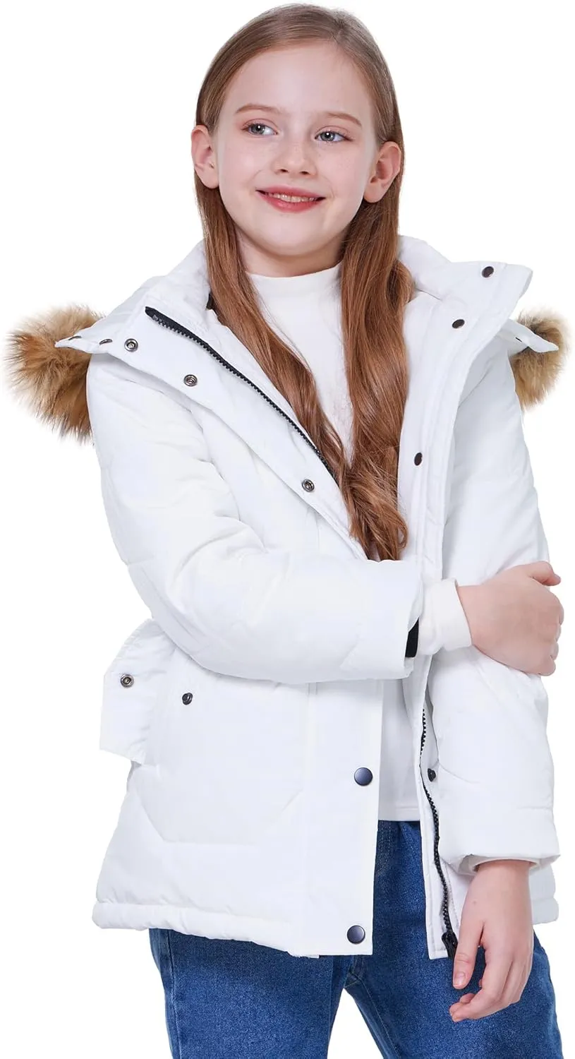 WULFUL Girl's Winter Coats Outerwear Down Puffer Jacket Waterproof with Warm Fur Hood