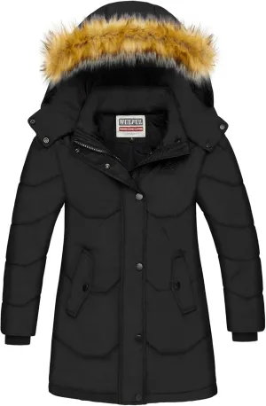WULFUL Girl's Winter Coats Outerwear Down Puffer Jacket Waterproof with Warm Fur Hood