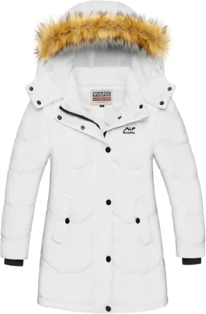 WULFUL Girl's Winter Coats Outerwear Down Puffer Jacket Waterproof with Warm Fur Hood