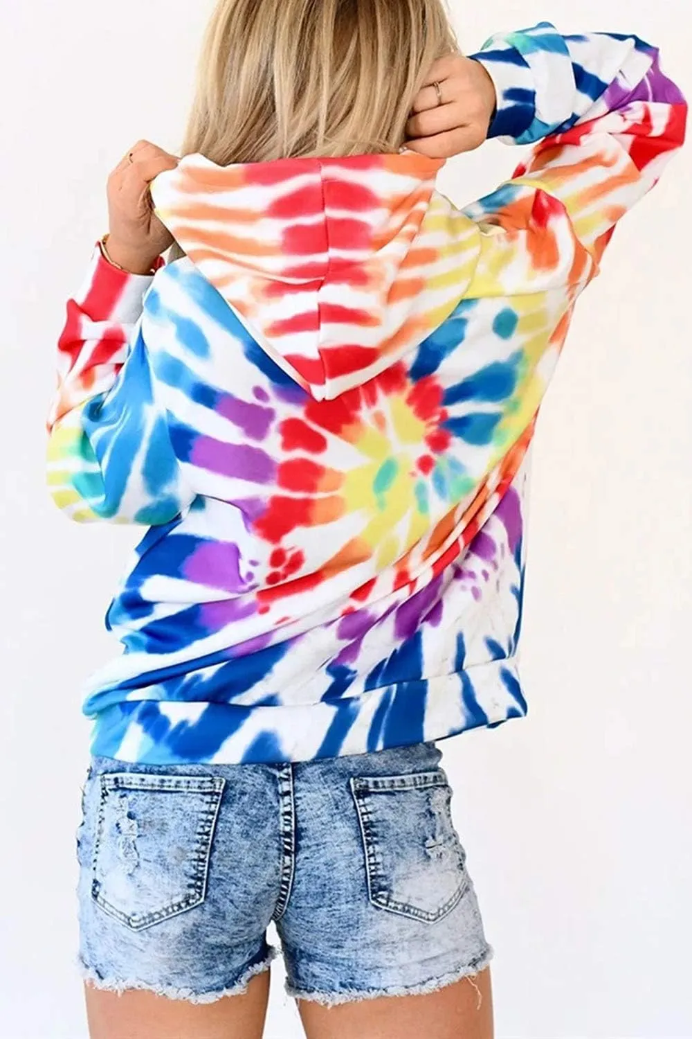 YOCUR Womens Tie Dye Crewneck Pullover Shirt Lightweight Sweatshirt Casual Loose Trendy Puff Sleeves Long Sleeve Tops