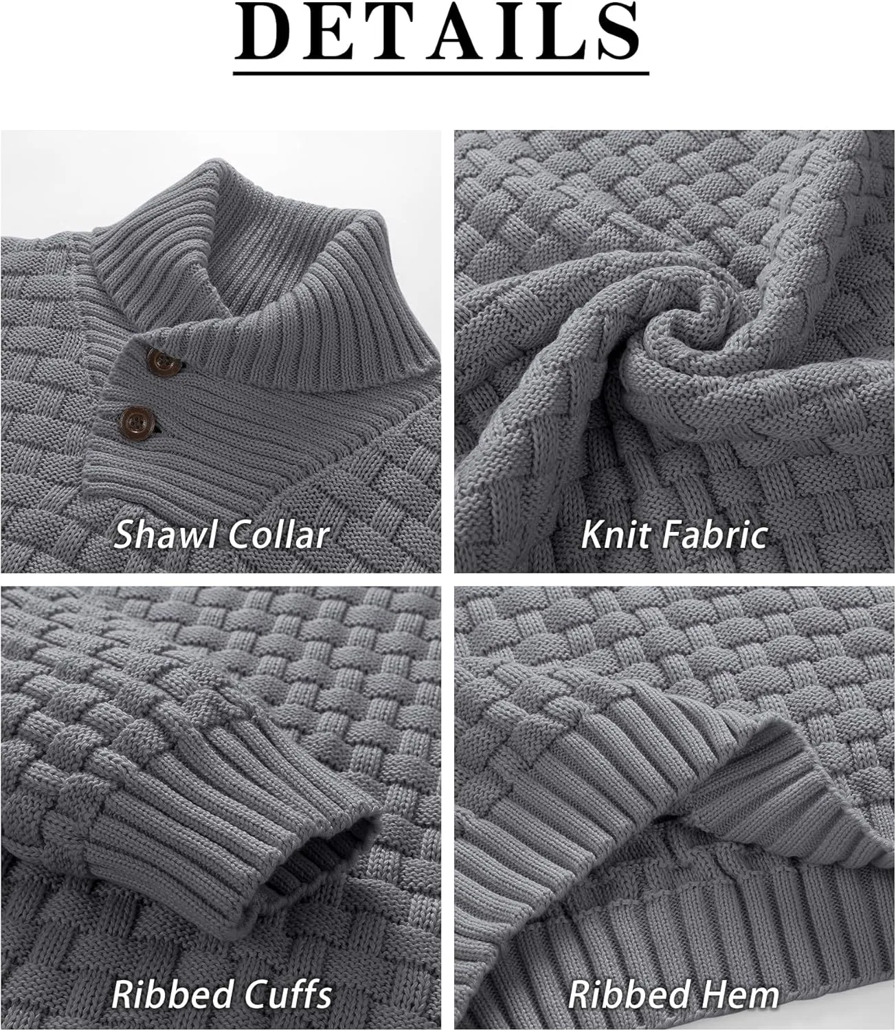 Zaitun Men's Turtleneck Sweater Shawl Collar Pullover Sweaters Regular Fit Knitted Tops