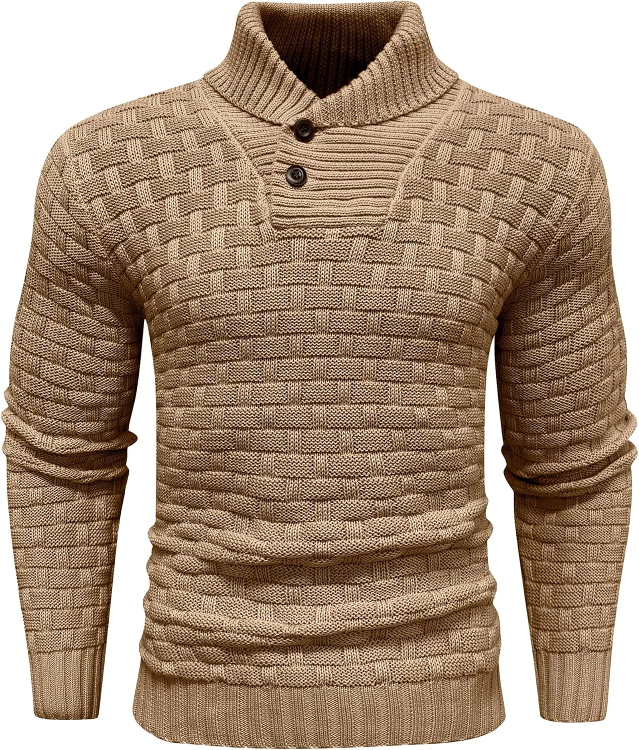 Zaitun Men's Turtleneck Sweater Shawl Collar Pullover Sweaters Regular Fit Knitted Tops