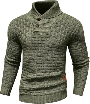 Zaitun Men's Turtleneck Sweater Shawl Collar Pullover Sweaters Regular Fit Knitted Tops