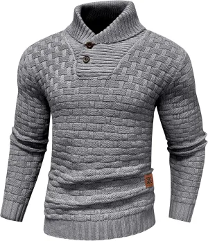 Zaitun Men's Turtleneck Sweater Shawl Collar Pullover Sweaters Regular Fit Knitted Tops