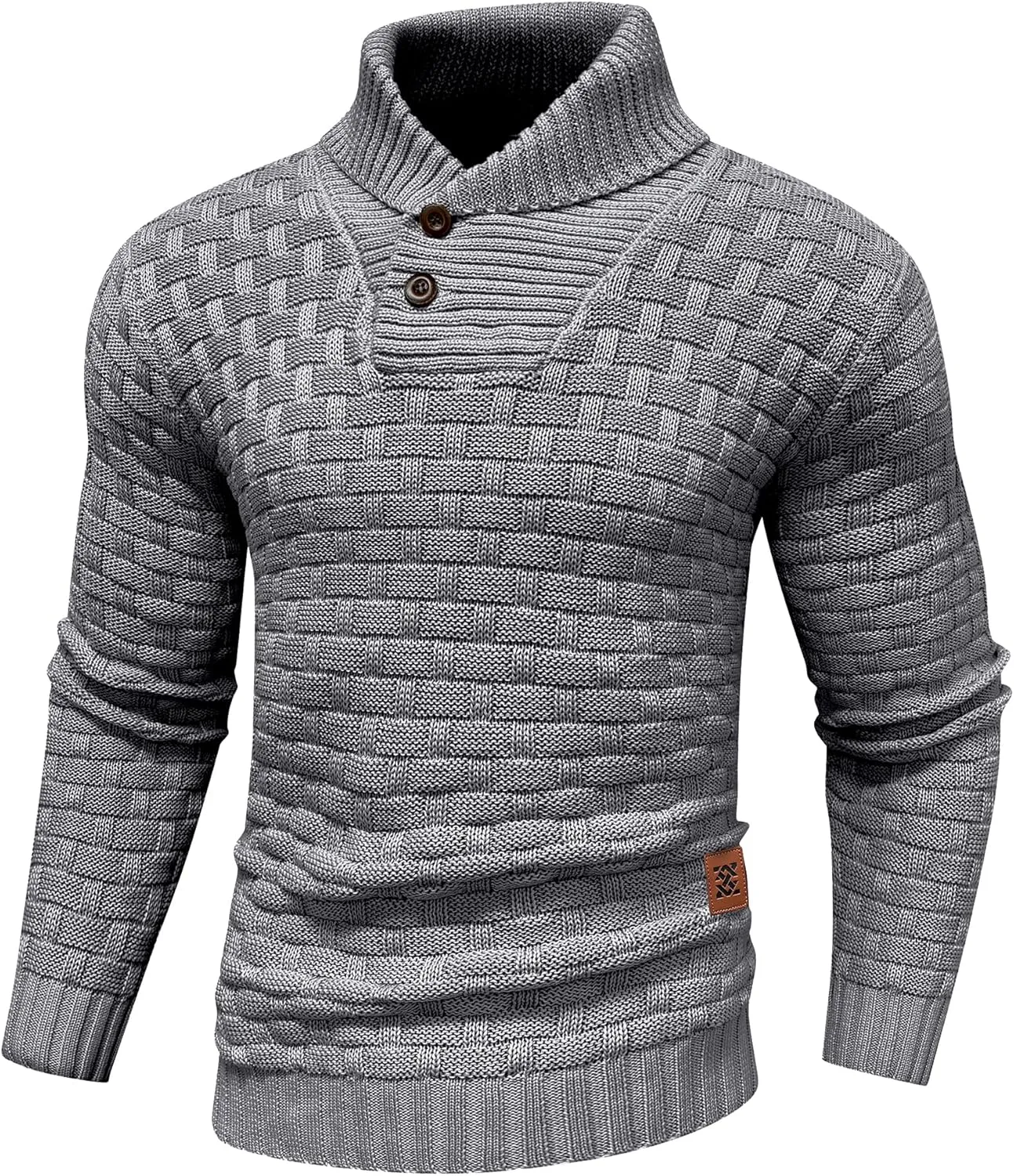 Zaitun Men's Turtleneck Sweater Shawl Collar Pullover Sweaters Regular Fit Knitted Tops