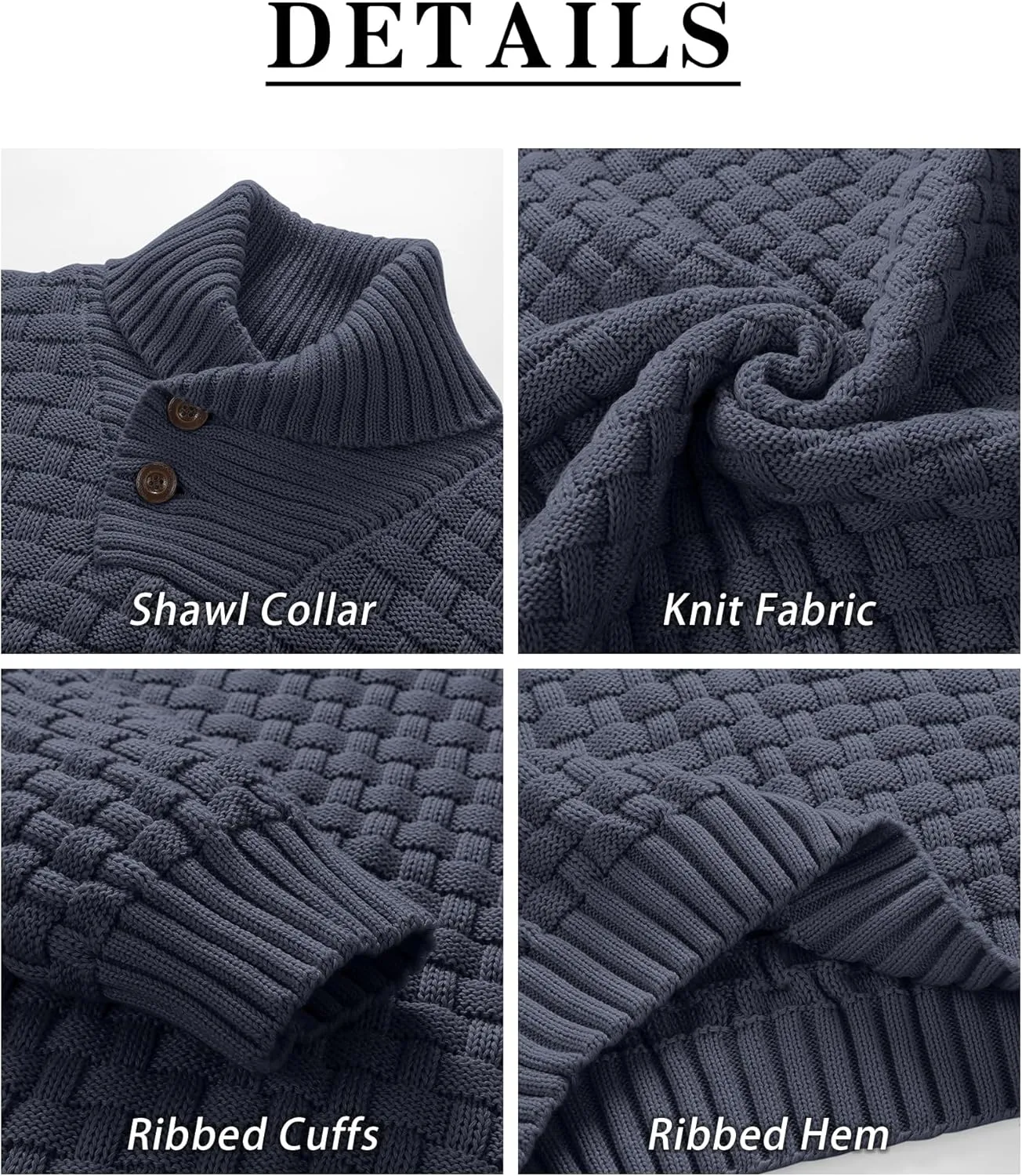 Zaitun Men's Turtleneck Sweater Shawl Collar Pullover Sweaters Regular Fit Knitted Tops