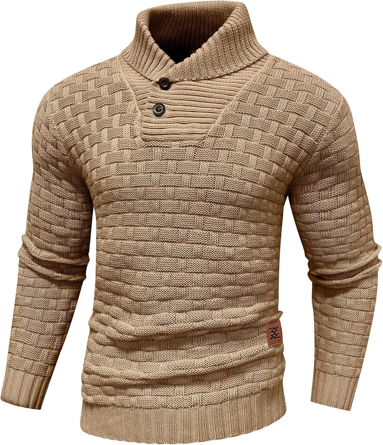 Zaitun Men's Turtleneck Sweater Shawl Collar Pullover Sweaters Regular Fit Knitted Tops