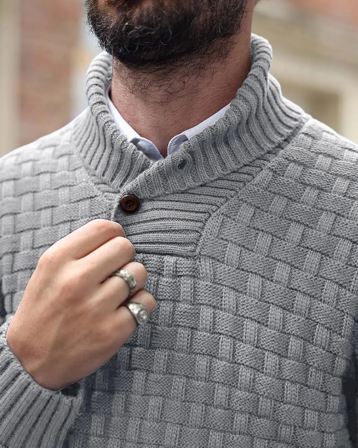 Zaitun Men's Turtleneck Sweater Shawl Collar Pullover Sweaters Regular Fit Knitted Tops