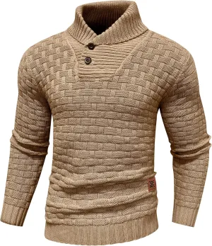 Zaitun Men's Turtleneck Sweater Shawl Collar Pullover Sweaters Regular Fit Knitted Tops