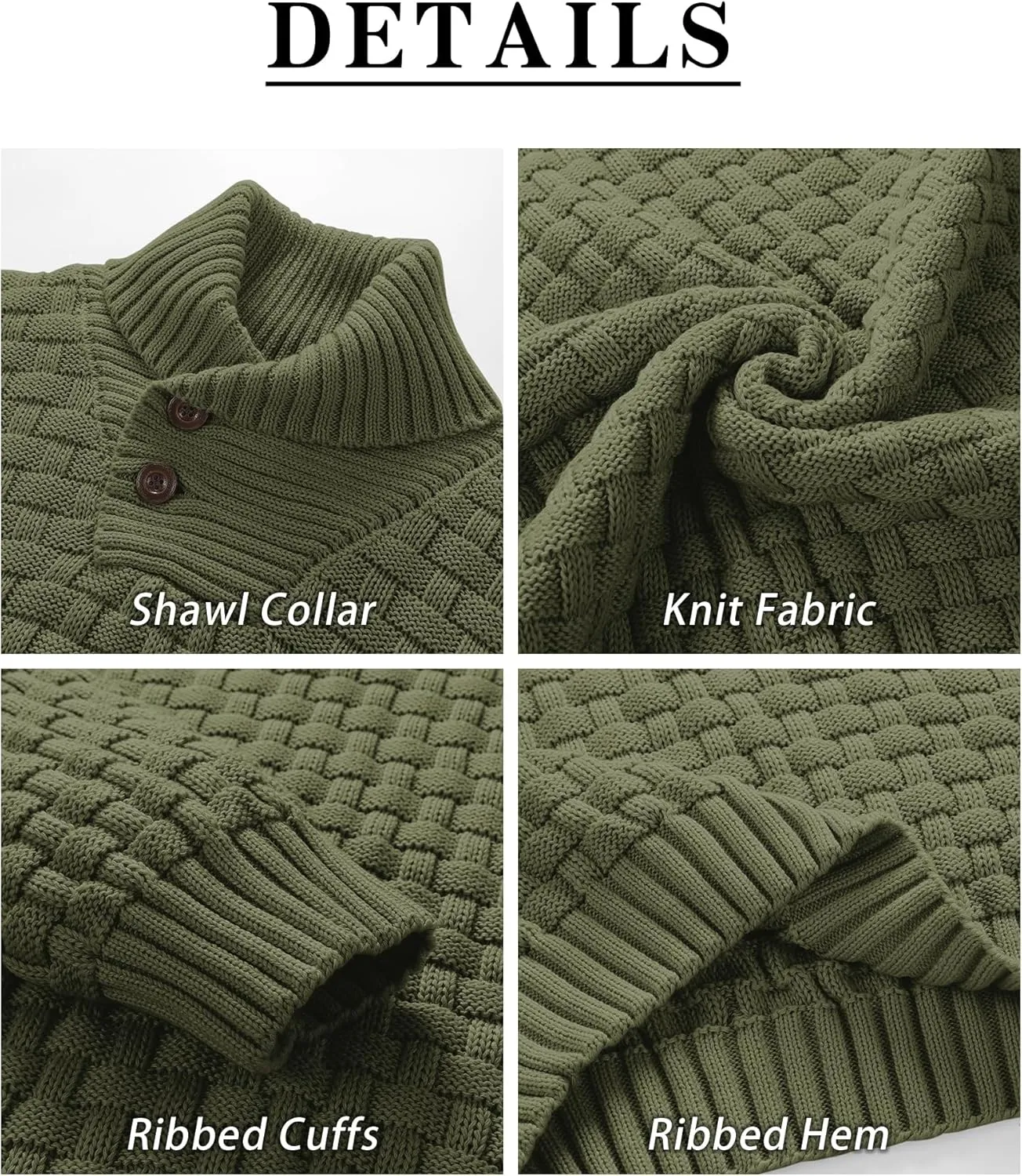 Zaitun Men's Turtleneck Sweater Shawl Collar Pullover Sweaters Regular Fit Knitted Tops