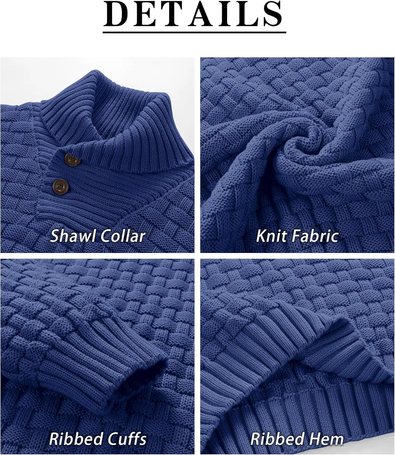 Zaitun Men's Turtleneck Sweater Shawl Collar Pullover Sweaters Regular Fit Knitted Tops