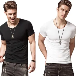 ZUEVI Men's Workout T Shirts Slim Fit Athletic Bodybuilding T-Shirts Muscle Short Sleeve V Neck Tees