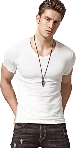 ZUEVI Men's Workout T Shirts Slim Fit Athletic Bodybuilding T-Shirts Muscle Short Sleeve V Neck Tees