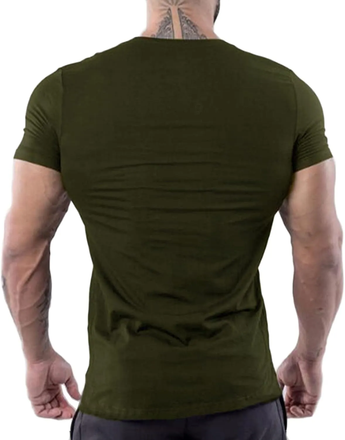 ZUEVI Men's Workout T Shirts Slim Fit Athletic Bodybuilding T-Shirts Muscle Short Sleeve V Neck Tees